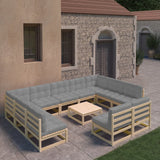 vidaXL 12-piece Solid Pinewood Lounge Set