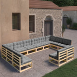 vidaXL 12-piece Solid Pinewood Lounge Set