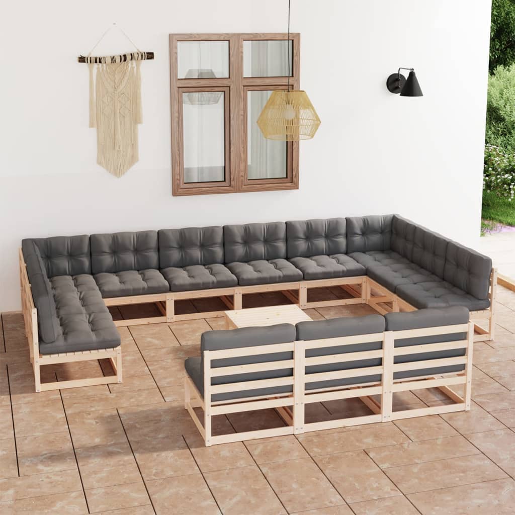 vidaXL 14-piece Lounge Set Solid Pine Wood