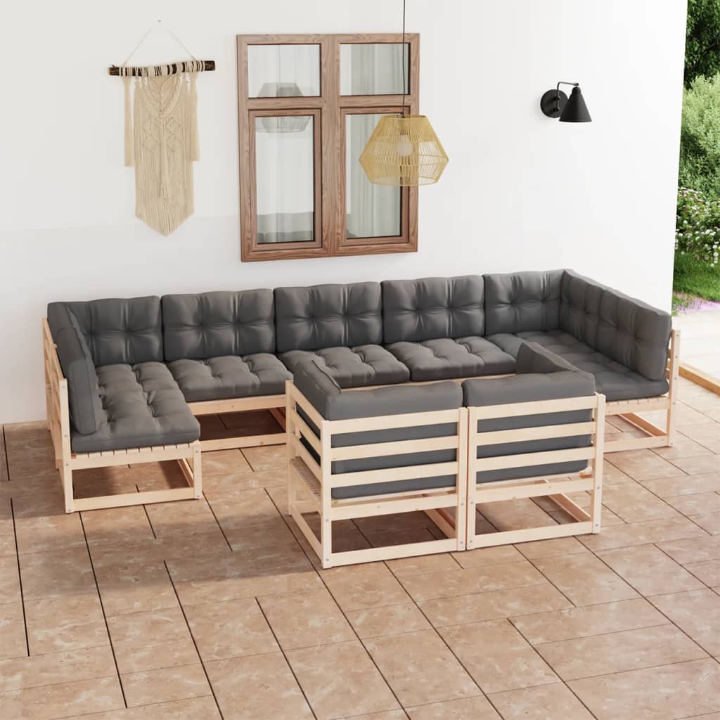 vidaXL 9-piece Lounge Set Solid Pine Wood