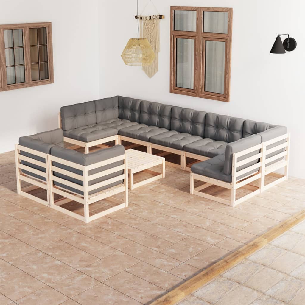 vidaXL 10-delige Loungeset massief grenenhout