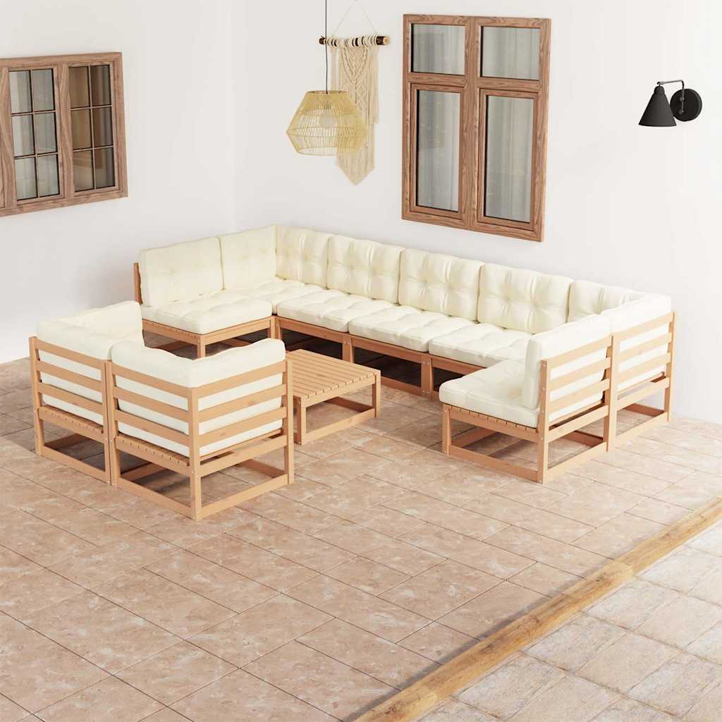 vidaXL 10-delige Loungeset massief grenenhout