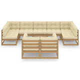 vidaXL 10-delige Loungeset massief grenenhout