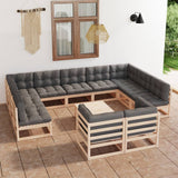 vidaXL 12-piece Solid Pinewood Lounge Set
