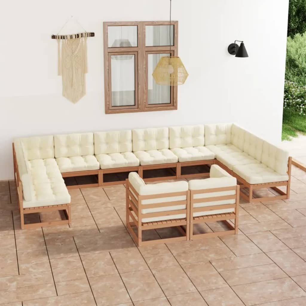vidaXL 12-piece Solid Pinewood Lounge Set