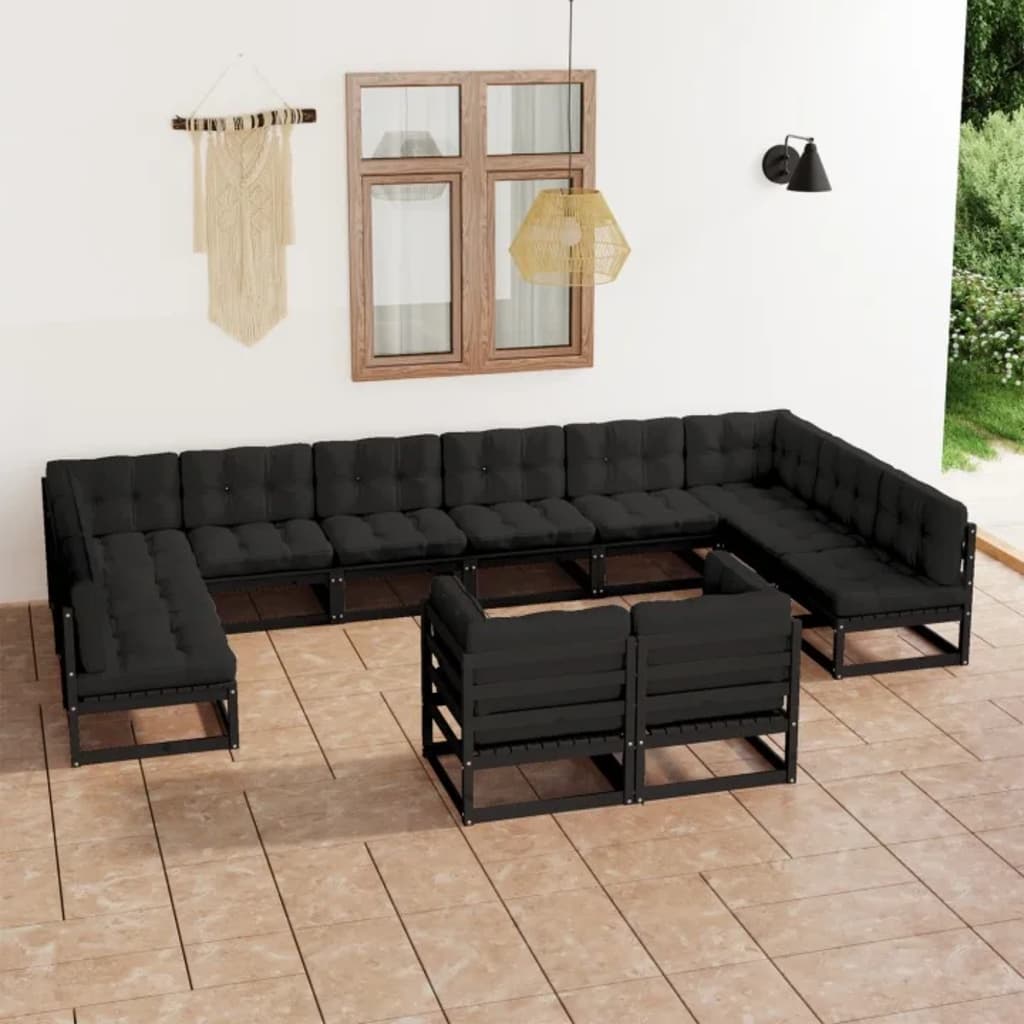 vidaXL 12-piece Solid Pinewood Lounge Set
