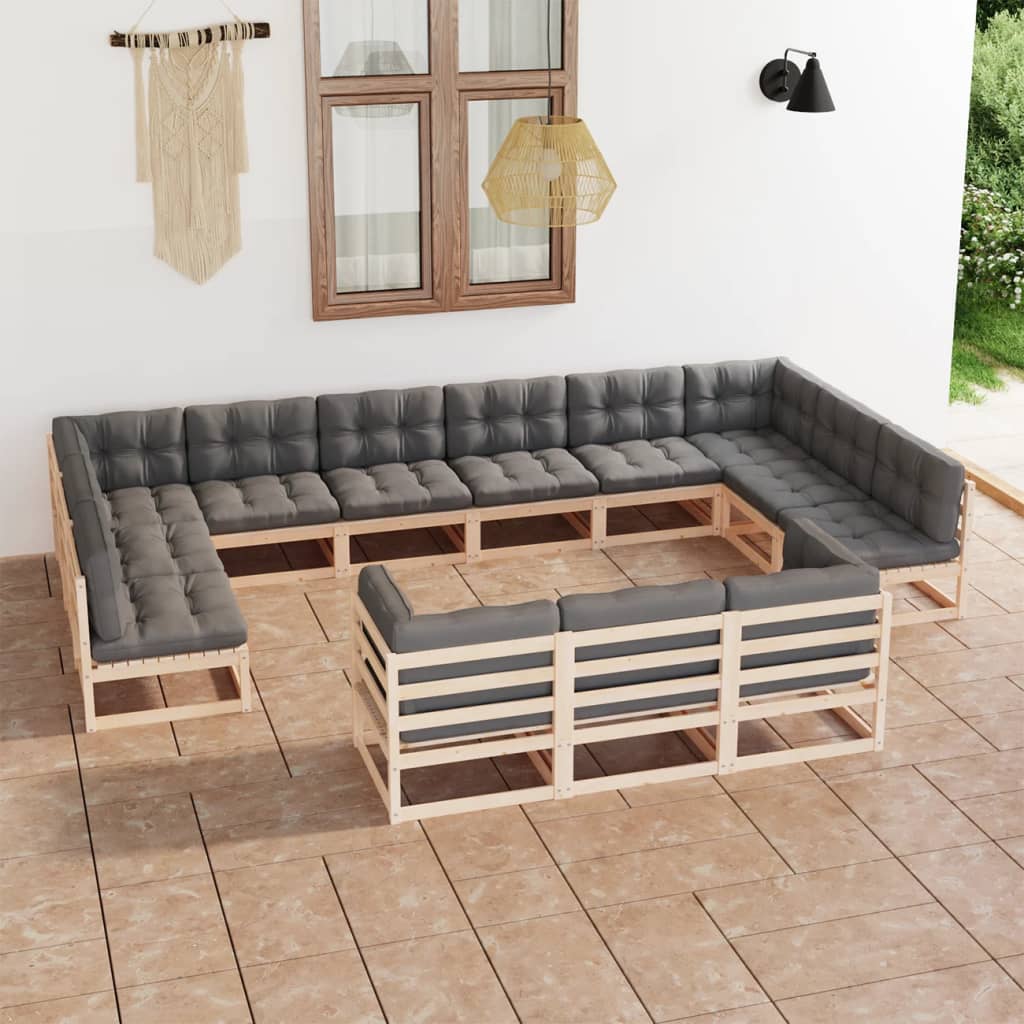 vidaXL 13-piece Lounge Set Solid Pine Wood