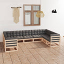 vidaXL Salon de jardin 9 pcs Bois de pin massif