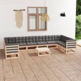 vidaXL 11-Piece Solid Pinewood Lounge Set