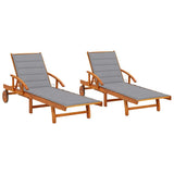 vidaXL Sun Lounger with Cushion Solid Acacia Wood