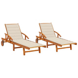 vidaXL Sun Lounger with Cushion Solid Acacia Wood