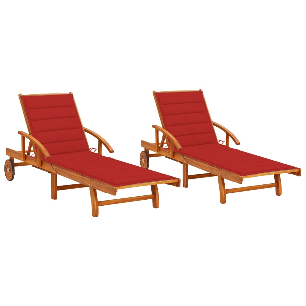 vidaXL Sun Lounger with Cushion Solid Acacia Wood