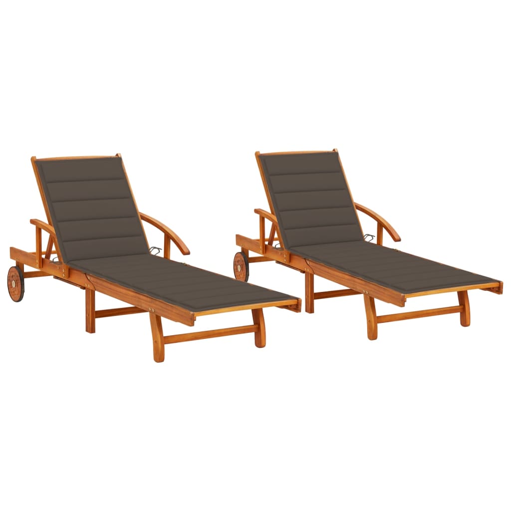 vidaXL Sun Lounger with Cushion Solid Acacia Wood
