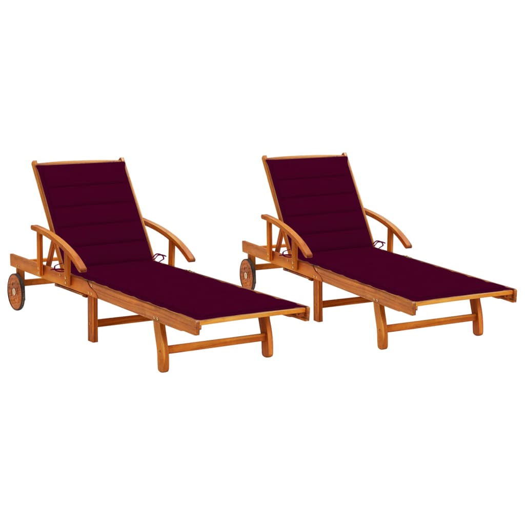 vidaXL Sun Lounger with Cushion Solid Acacia Wood