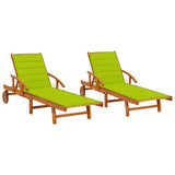 vidaXL Sun Lounger with Cushion Solid Acacia Wood