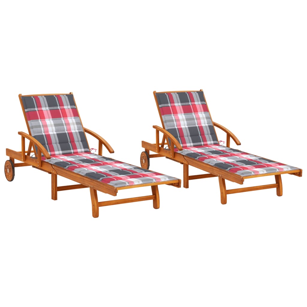 vidaXL Sun Lounger with Cushion Solid Acacia Wood