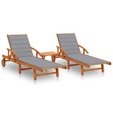 vidaXL Sun Lounger with Cushion Solid Acacia Wood