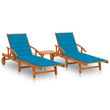 vidaXL Sun Lounger with Cushion Solid Acacia Wood
