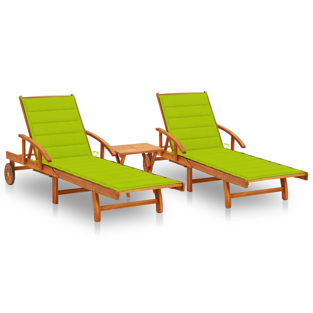 vidaXL Sun Lounger with Cushion Solid Acacia Wood