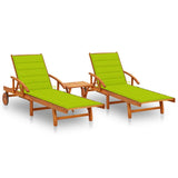 vidaXL Sun Lounger with Cushion Solid Acacia Wood