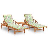 vidaXL Sun Lounger with Cushion Solid Acacia Wood