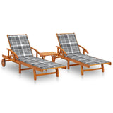 vidaXL Sun Lounger with Cushion Solid Acacia Wood