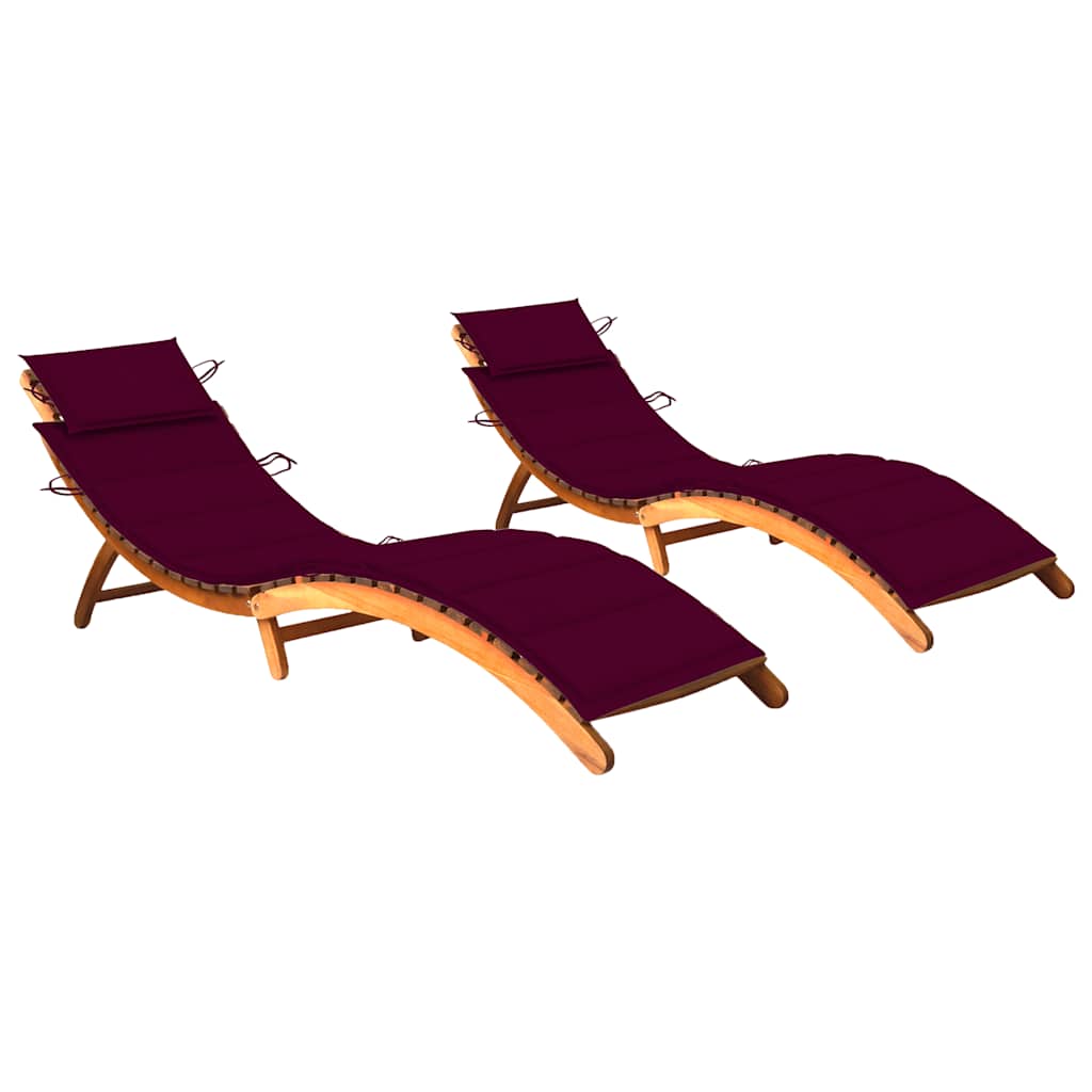 vidaXL Sun Lounger with Cushion Solid Acacia Wood