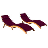vidaXL Sun Lounger with Cushion Solid Acacia Wood