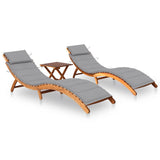 vidaXL Sun Lounger with Cushion Solid Acacia Wood