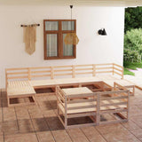 vidaXL 10-Piece Lounge Set with Cushions Solid Pine Wood