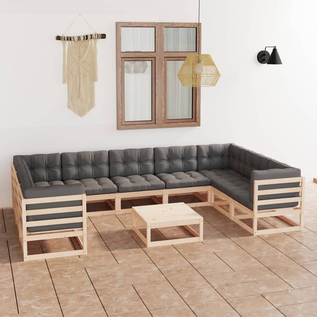 vidaXL 10-delige Loungeset massief grenenhout
