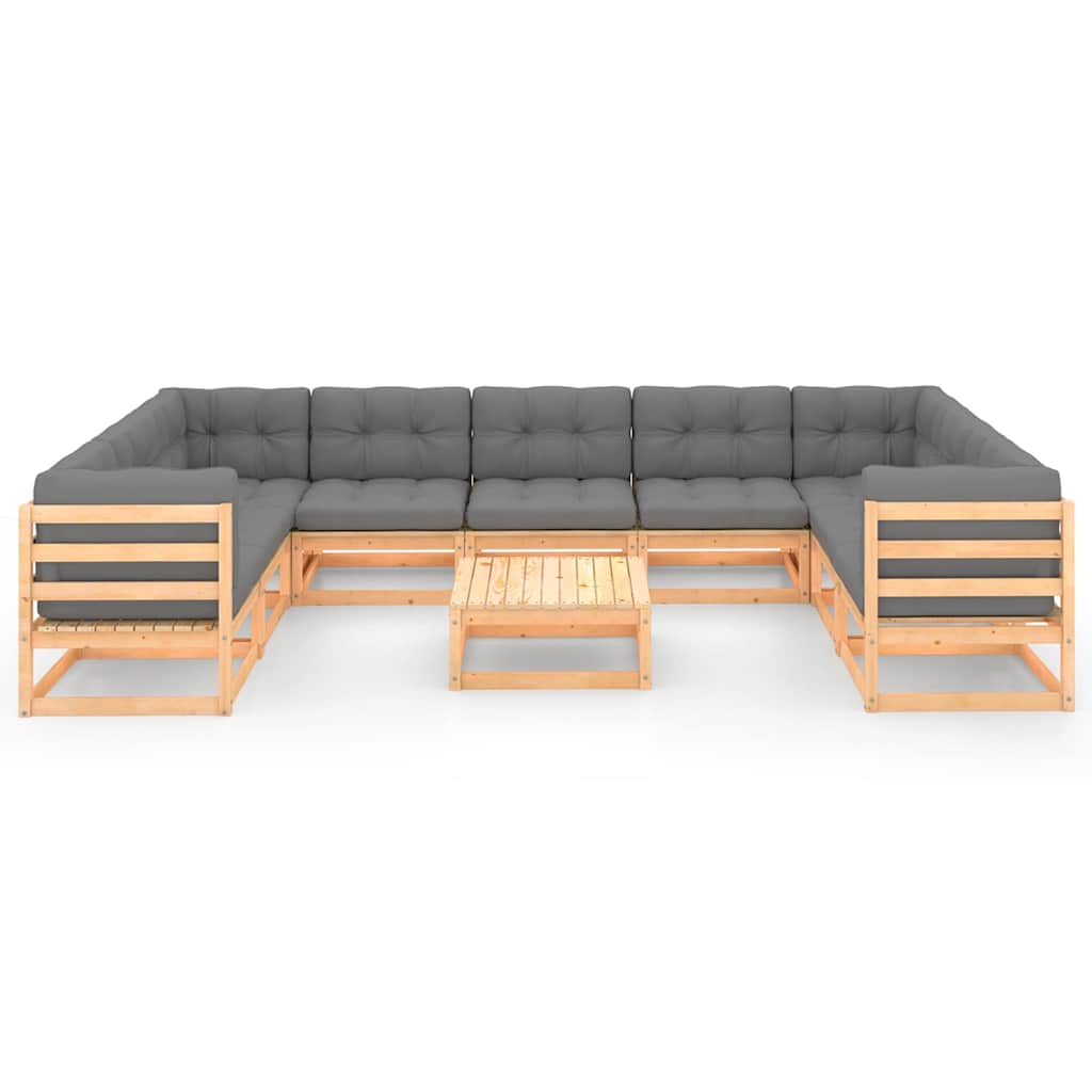 vidaXL 10-delige Loungeset massief grenenhout