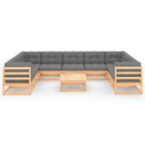 vidaXL 10-delige Loungeset massief grenenhout