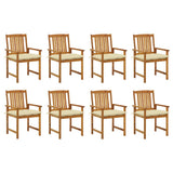 vidaXL Garden Chairs 2 pcs with Cushions Solid Acacia Wood