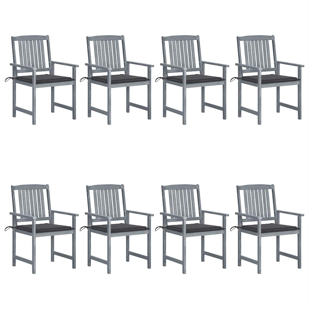 vidaXL Garden Chairs 2 pcs with Cushions Solid Acacia Wood Grey