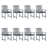 vidaXL Garden Chairs 2 pcs with Cushions Solid Acacia Wood Grey