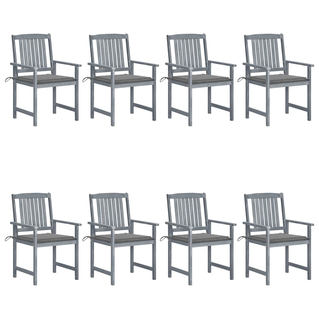 vidaXL Garden Chairs 2 pcs with Cushions Solid Acacia Wood Grey