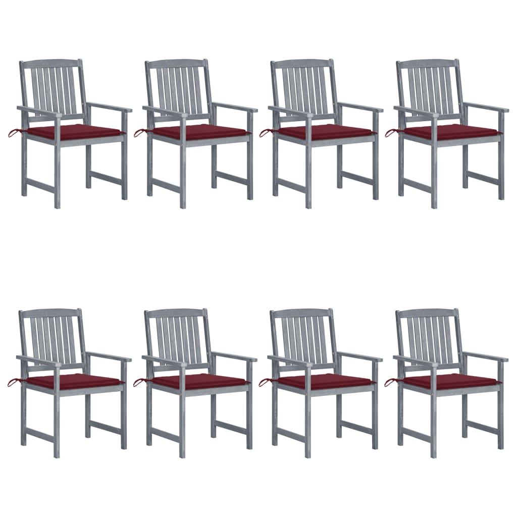vidaXL Garden Chairs 2 pcs with Cushions Solid Acacia Wood Grey