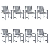 vidaXL Garden Chairs 2 pcs with Cushions Solid Acacia Wood Grey