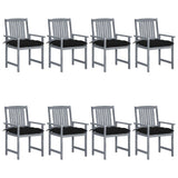 vidaXL Garden Chairs 2 pcs with Cushions Solid Acacia Wood Grey