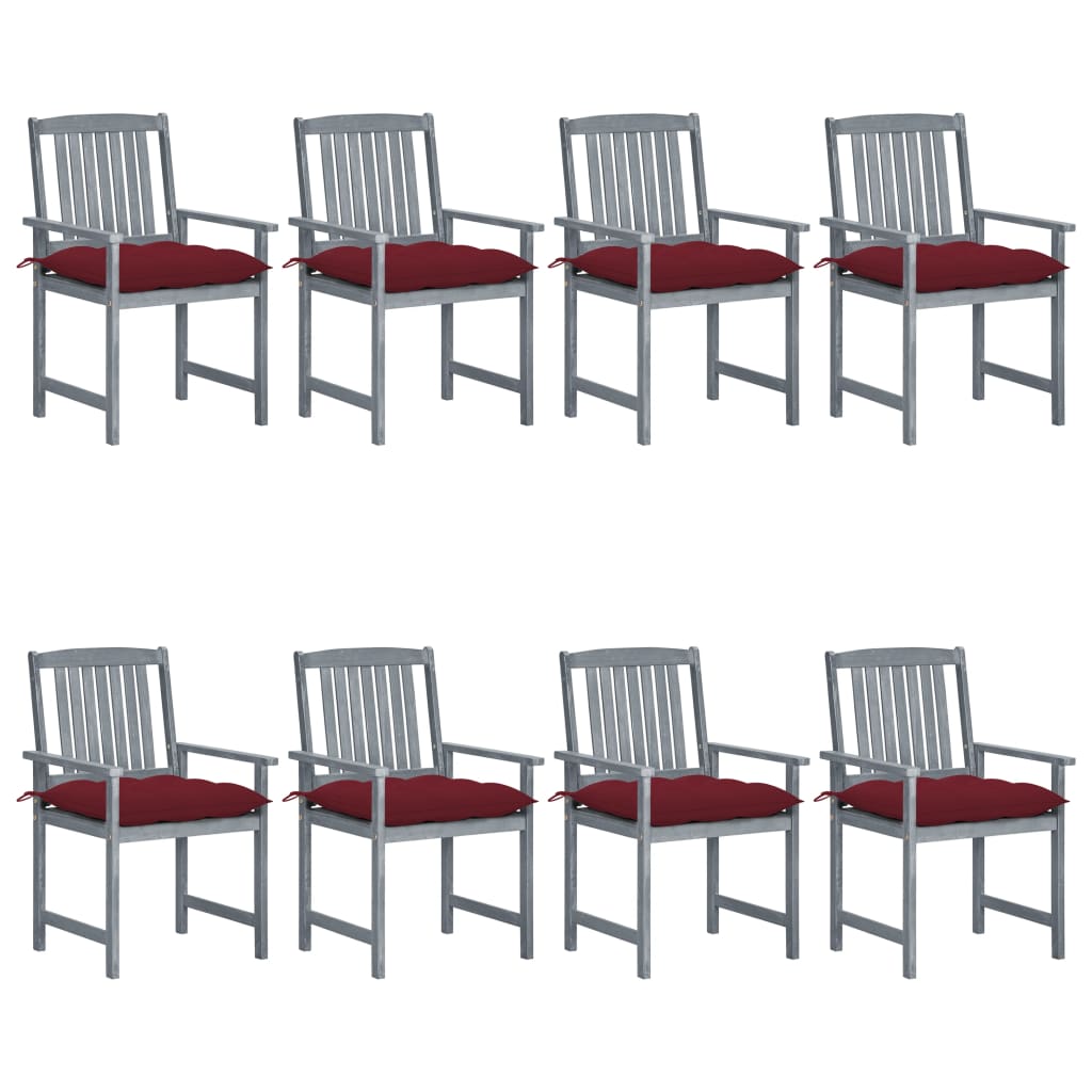 vidaXL Garden Chairs 2 pcs with Cushions Solid Acacia Wood Grey