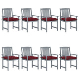 vidaXL Garden Chairs 2 pcs with Cushions Solid Acacia Wood Grey