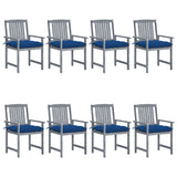 vidaXL Garden Chairs 2 pcs with Cushions Solid Acacia Wood Grey