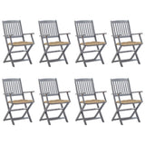vidaXL Tuinstoelen 2 st inklapbaar met kussens massief acaciahout