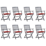 vidaXL Tuinstoelen 2 st inklapbaar met kussens massief acaciahout