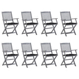 vidaXL Tuinstoelen 2 st inklapbaar met kussens massief acaciahout