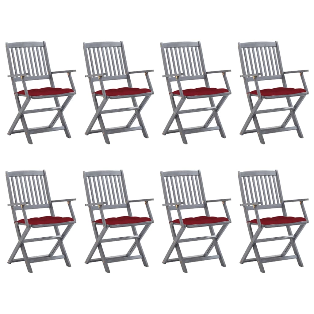 vidaXL Tuinstoelen 2 st inklapbaar met kussens massief acaciahout