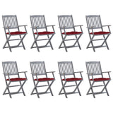 vidaXL Tuinstoelen 2 st inklapbaar met kussens massief acaciahout