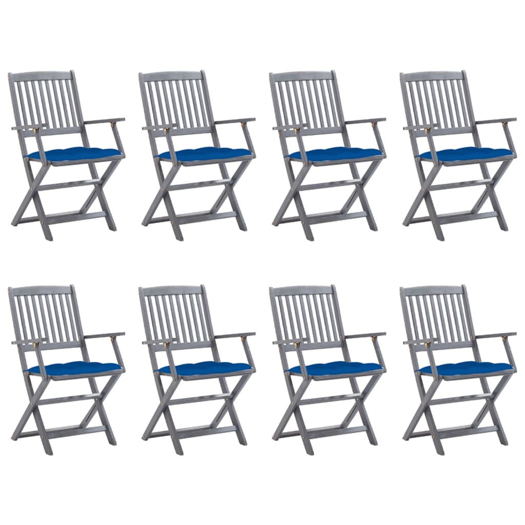 vidaXL Tuinstoelen 2 st inklapbaar met kussens massief acaciahout