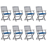 vidaXL Tuinstoelen 2 st inklapbaar met kussens massief acaciahout